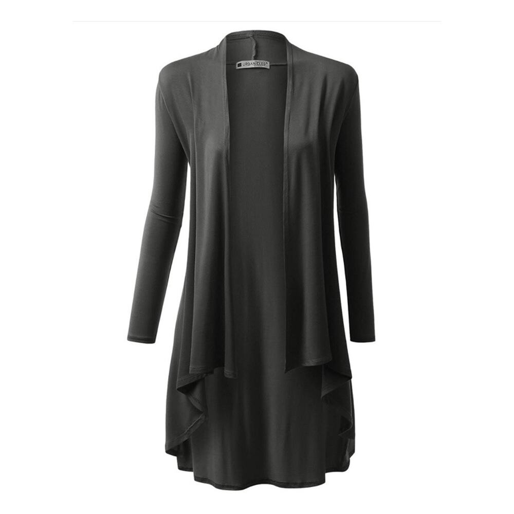 Womens Hi-Lo Draped Open Front Long Cardigan Sweater Size Small